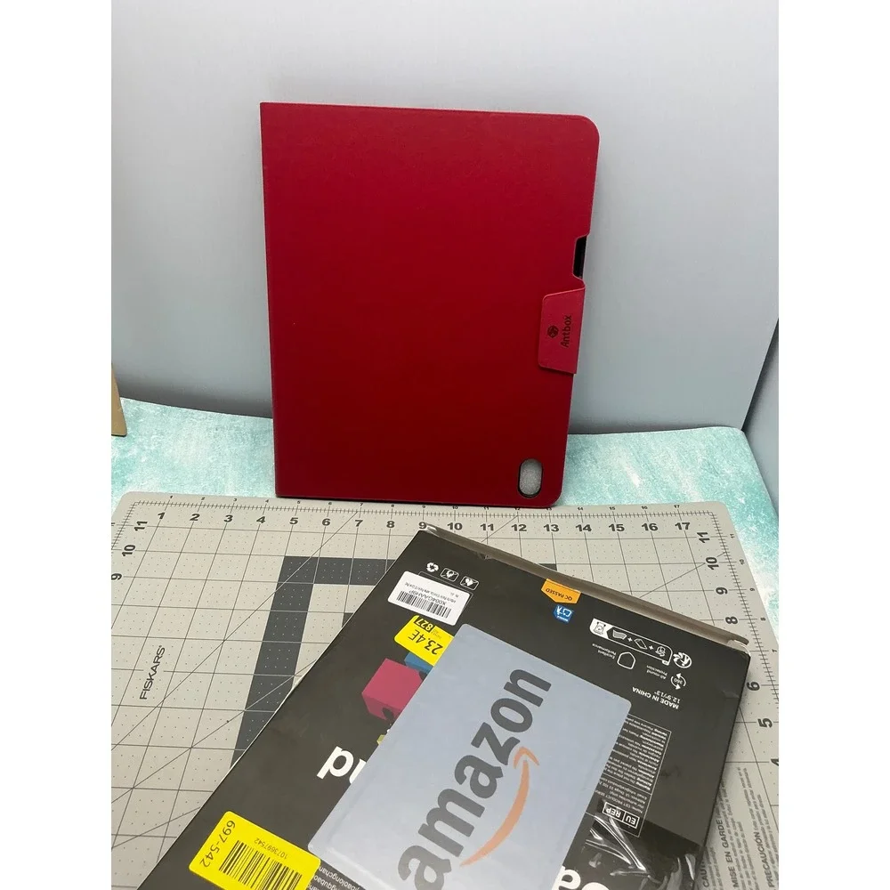 Antbox iPad Air 13 inch Case 2024 2025 M4 Red Leather Folio Pencil Holder Cover